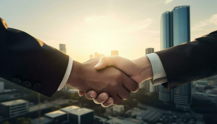 ai-generated-business-people-shaking-hands-over-city-skyline-symbolizes-successful-partnerships-and-collaboration-in-a-bustling-urban-environment-generative-ai-photo (1)